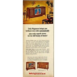 Magnavox TV Only Magnavox brings you Brillant True Color" Vintage Print Ad 1967